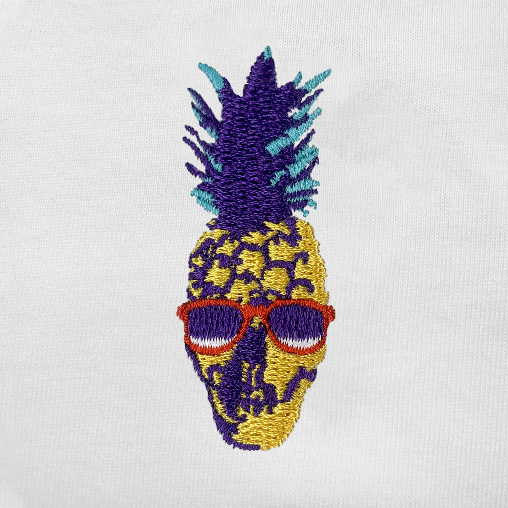 Pineapple Skull Embroidered Oversized T-Shirt