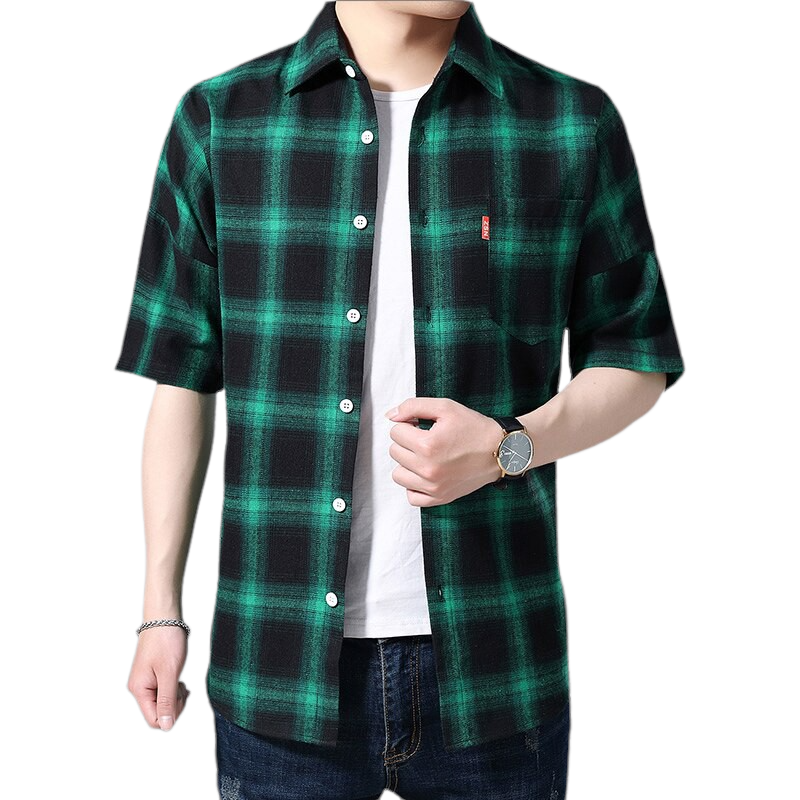 Checkered Flannel Button-Down Shirt