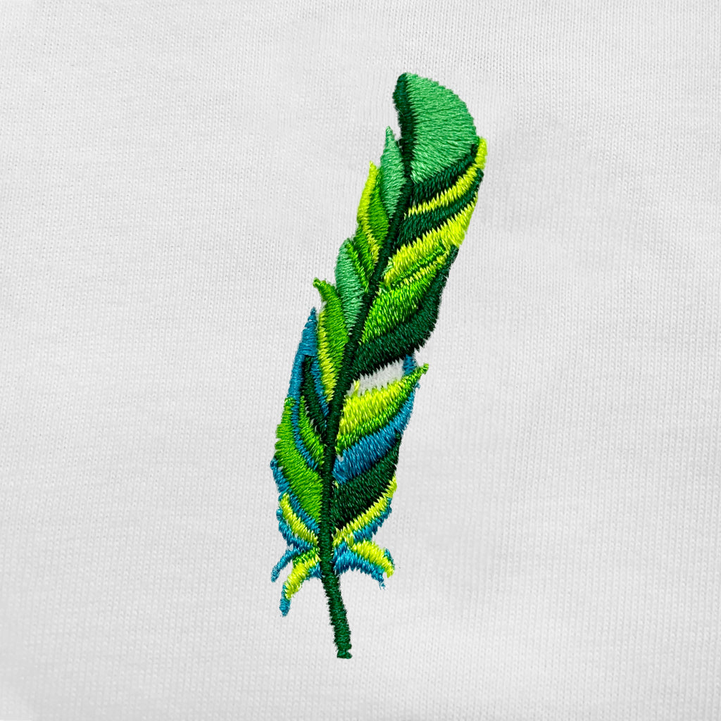 Green Feather Embroidered Oversized Tank Top