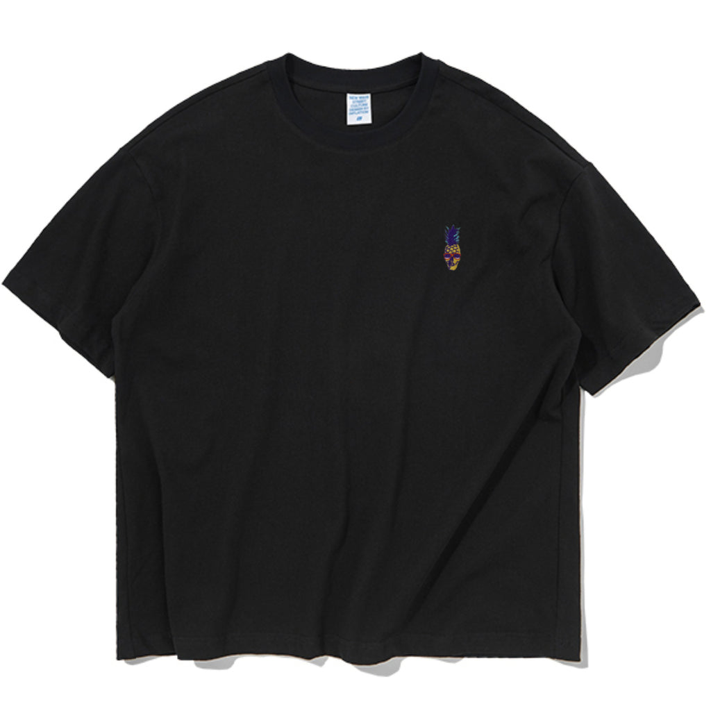 Pineapple Skull Embroidered Oversized T-Shirt
