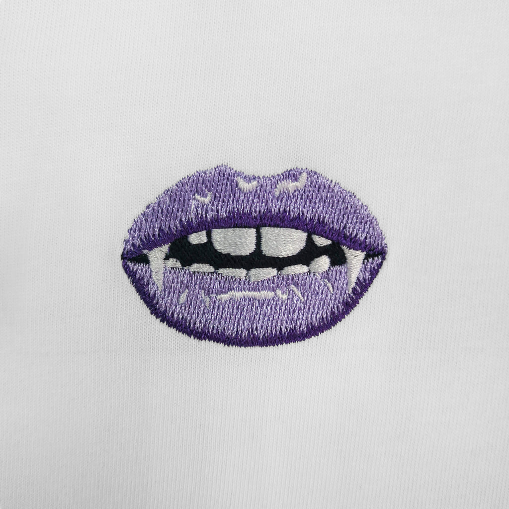Vampire Lips Embroidered Oversized T-Shirt
