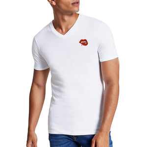 Vampire Embroidered V-Neck T-Shirt