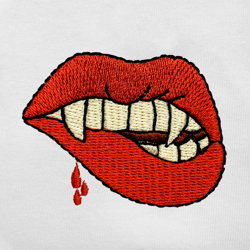 Vampire Embroidered V-Neck T-Shirt
