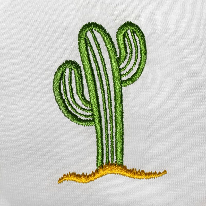 Cactus Embroidered V-Neck T-Shirt