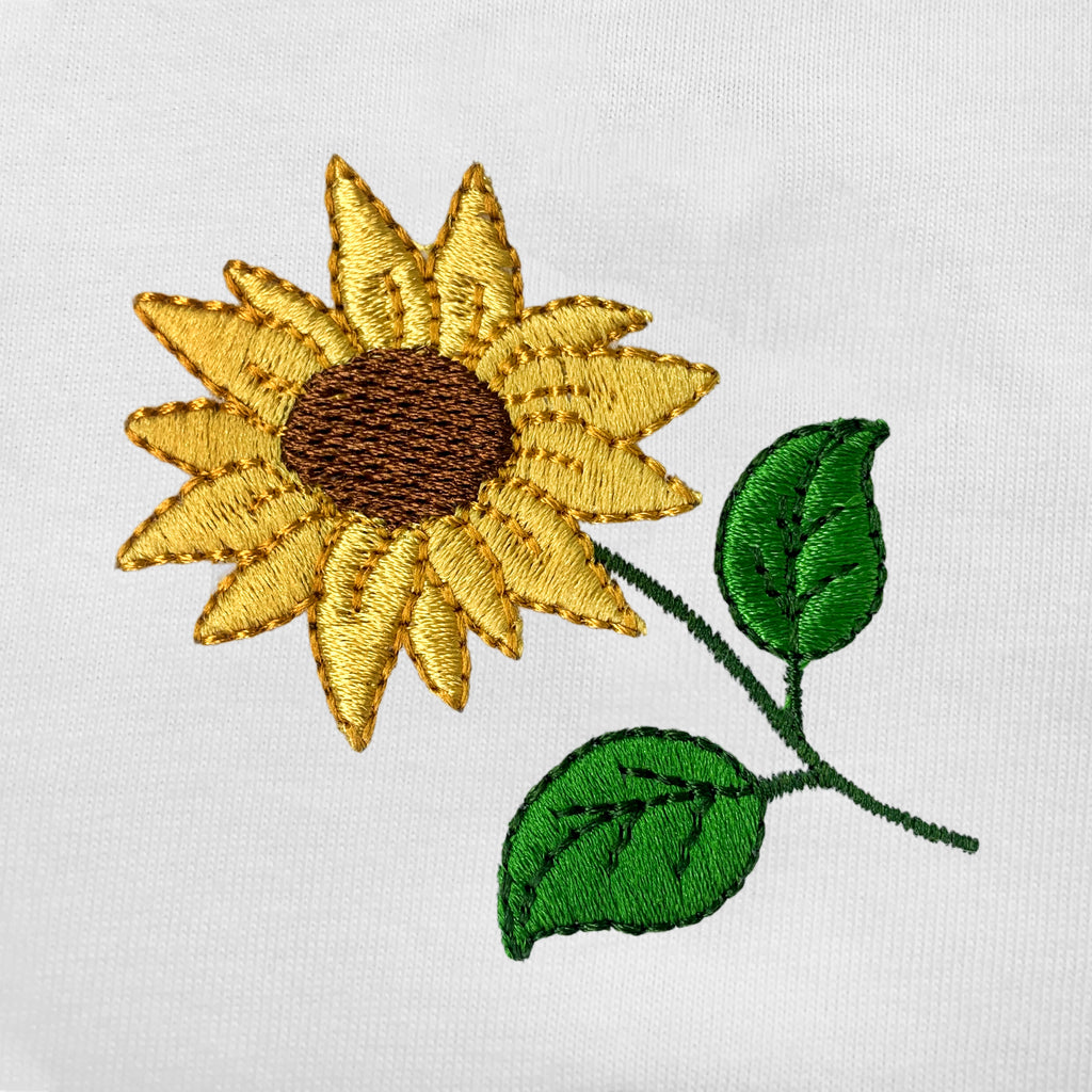 Sunflower Embroidered V-Neck T-Shirt