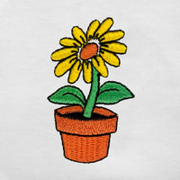Flower Embroidered V-Neck T-Shirt