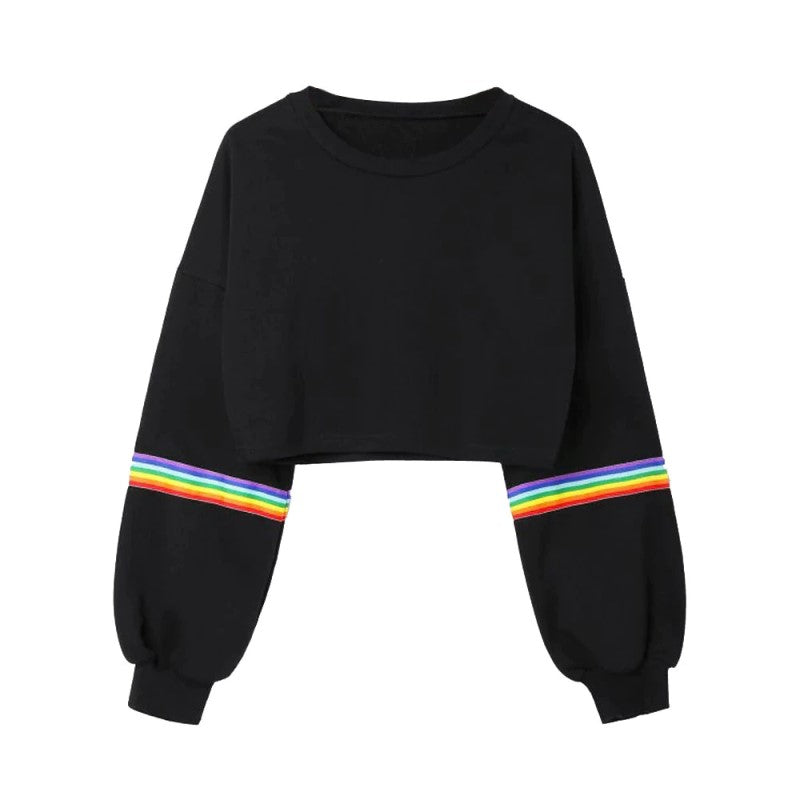 Rainbow Printed Cropped Sweatshirt