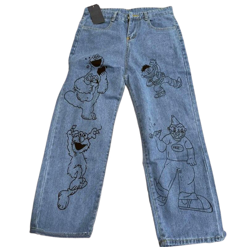Fun Cartoon Printed Jeans