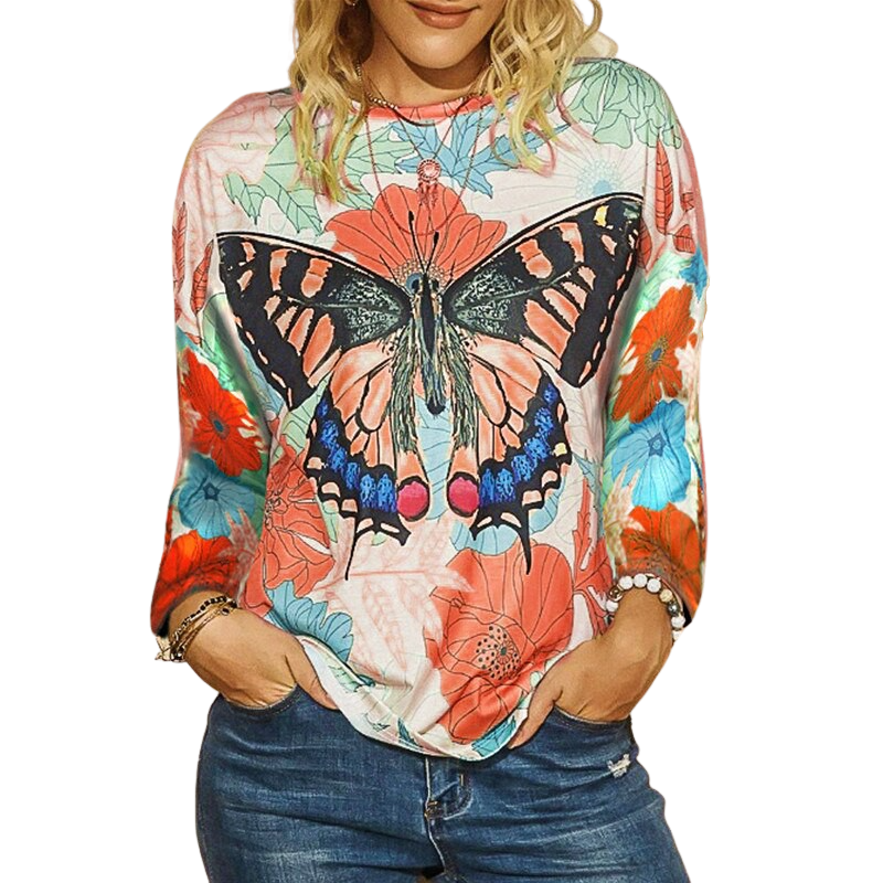 Butterfly Printed Long Sleeve Shirt