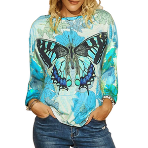 Butterfly Printed Long Sleeve Shirt