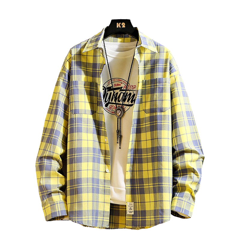 Long Sleeve Plaid Button Shirt