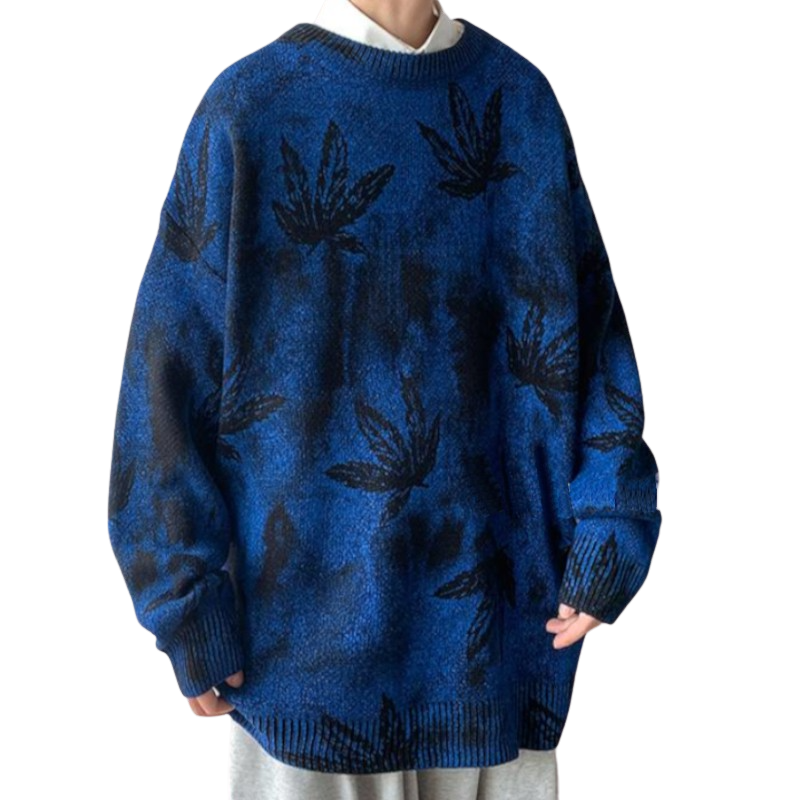 Baggy Leaf Patterned Sweater
