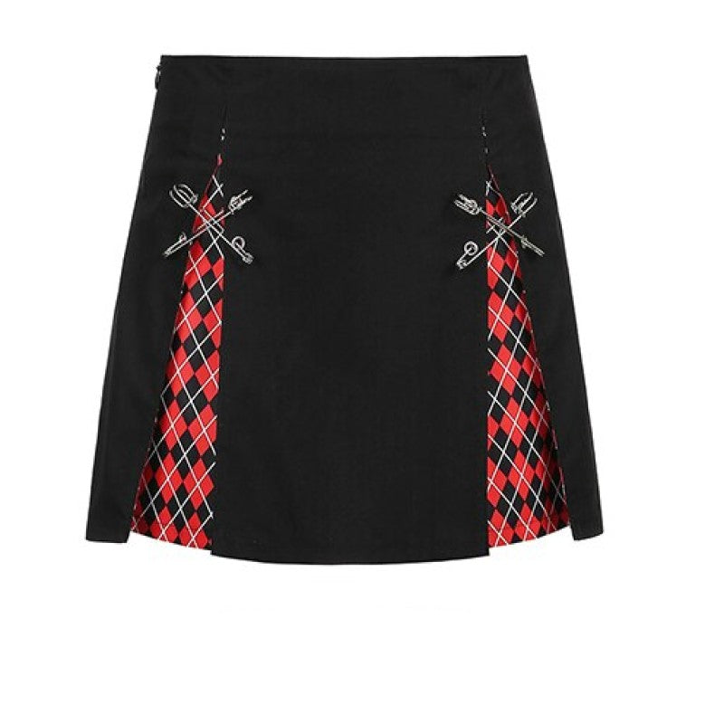 Gingham Pattern Mini Skirt