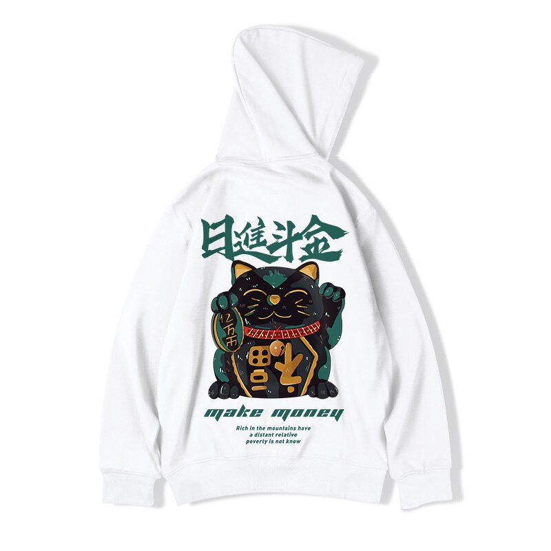 Lucky Cat Patterned Hoodie