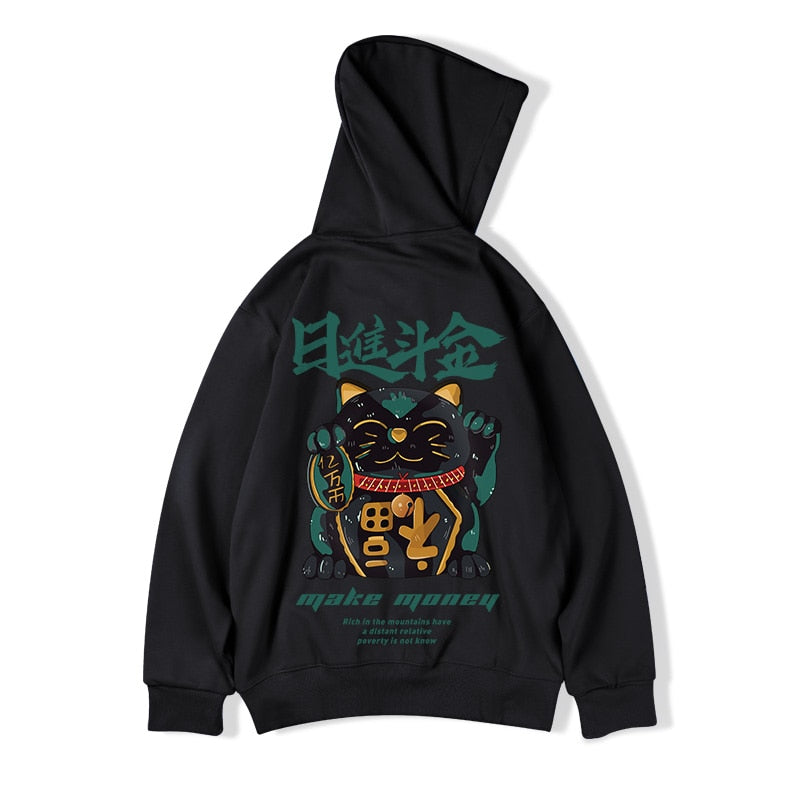 Lucky Cat Patterned Hoodie