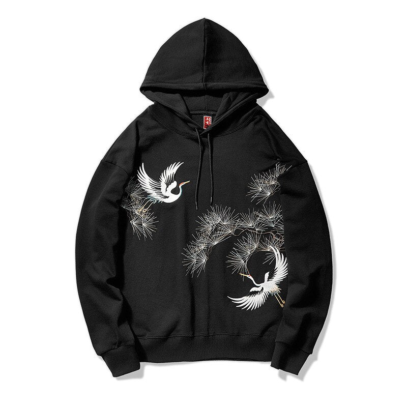 Crane Embroidered Hoodie