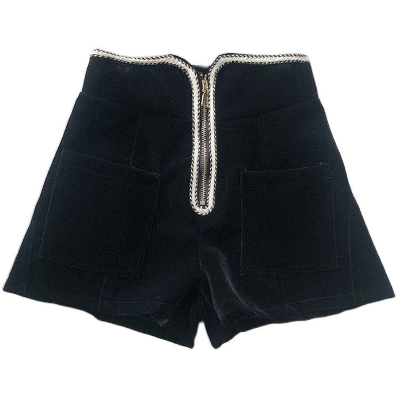 High Waist Zipper Shorts