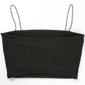 Black Cotton Cropped Top
