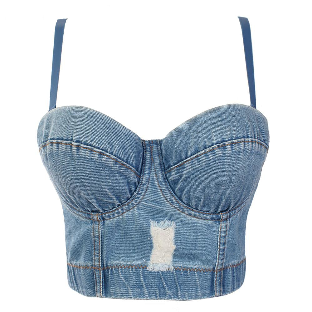 Ripped Denim Crop Top