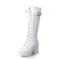 Lace Up Knee-High Boots