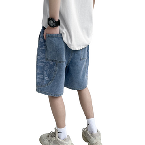 Oversized Pattern Jeans Shorts