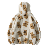 Bear Printed Fleece Hoodie