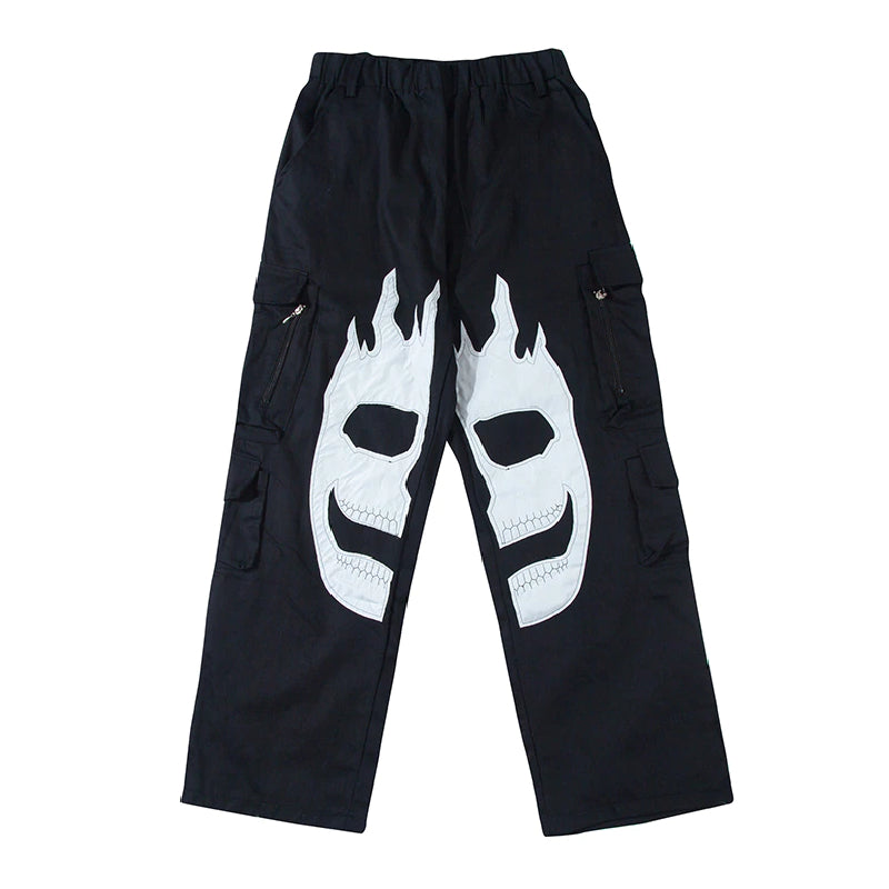 Skull Embroidered Pants