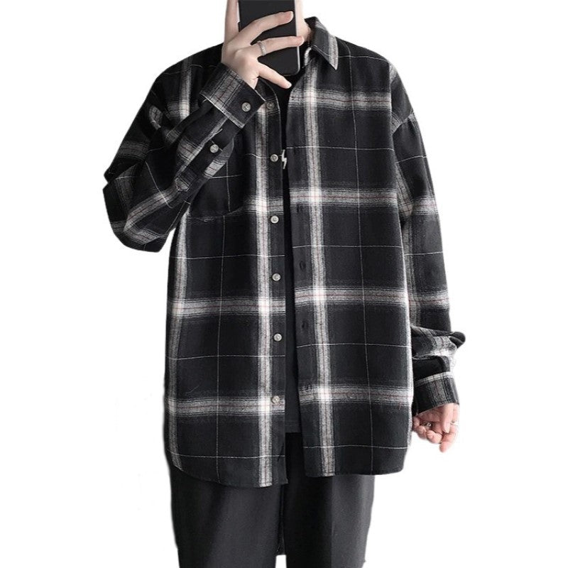 Long Sleeve Checkered Button Shirt