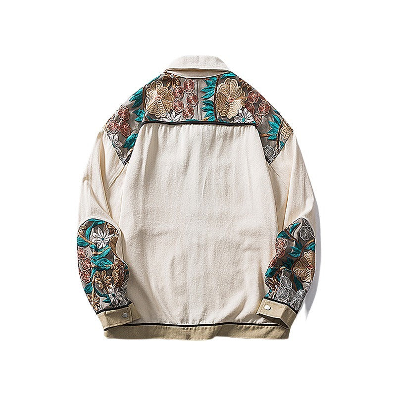 Flower Embroidered Denim Jacket