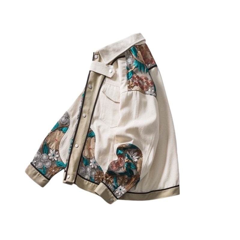 Flower Embroidered Denim Jacket