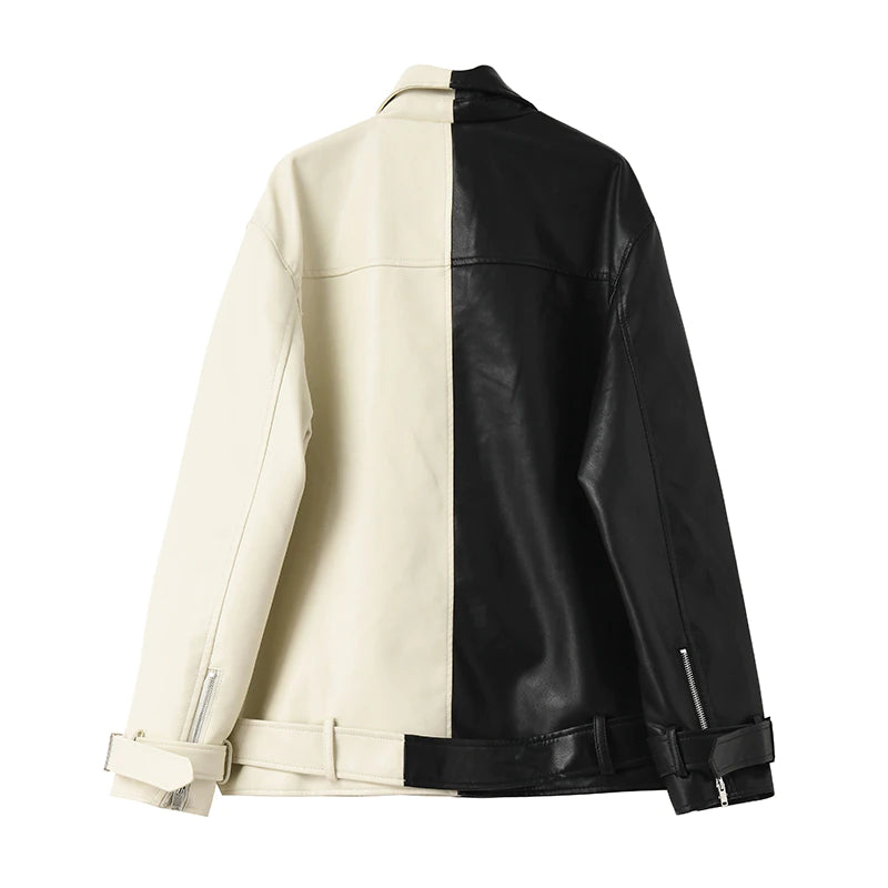 Color-Blocked Faux Leather Jacket
