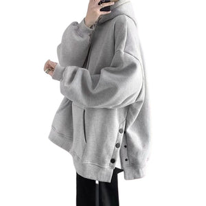 Side Buttoned Women Hoodie