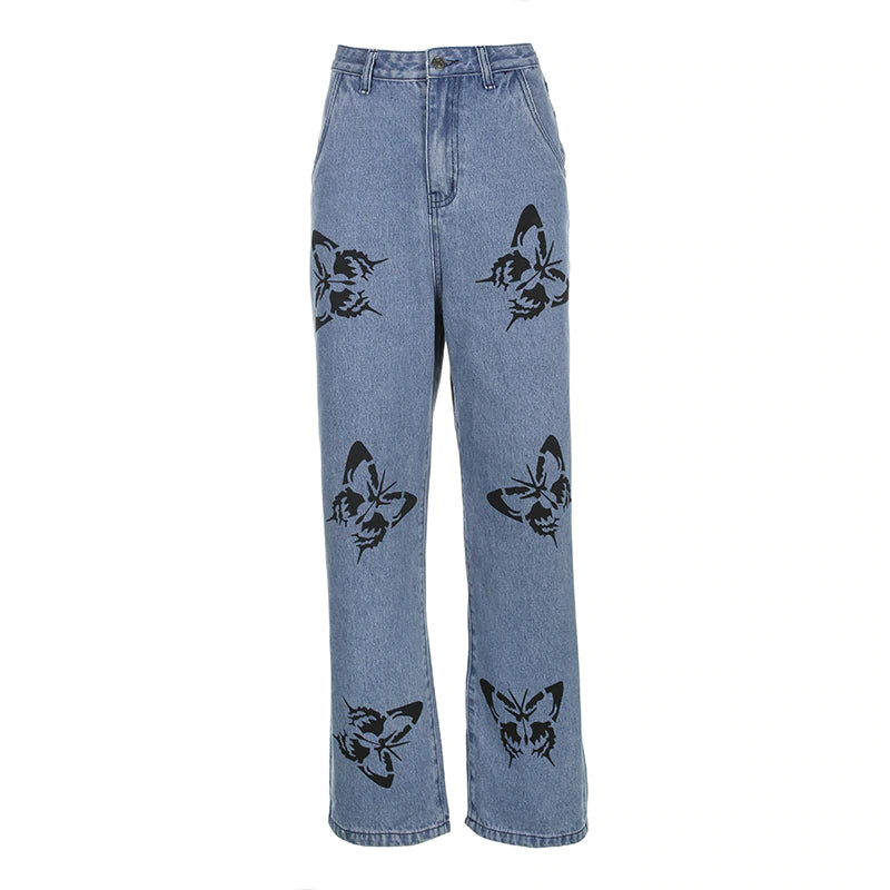 Straight Cut Butterfly Jeans