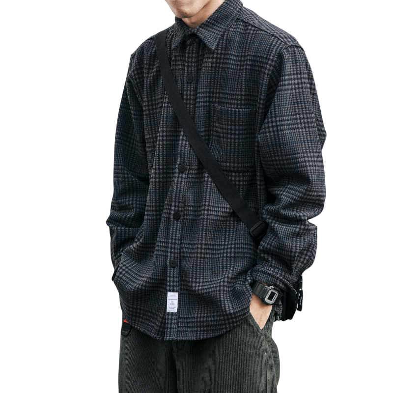 Thick Plaid Button-Down Shirt