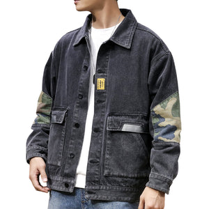 Camouflage Detailed Denim Jacket
